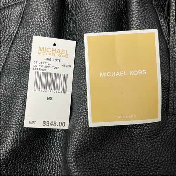 2 Michael Kors Ring Tote Leather Bags- 1 Black and 1 Brown Leather NWT - Picture 6 of 16